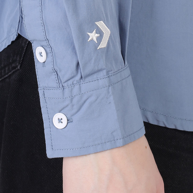женская голубая рубашка Converse Colorblocked Button Shirt 10022971494 - цена, описание, фото 4